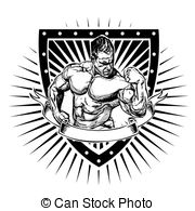 Bodybuilding Shield   Bodybuilder Vector Illustration On