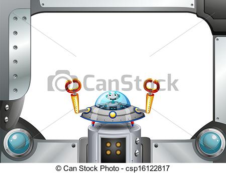 Border With A Robot Inside A Saucer      Csp16122817   Search Clipart    