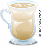 Cafe Latte   Illustration Of A Glass Mug Of Cafe Latte
