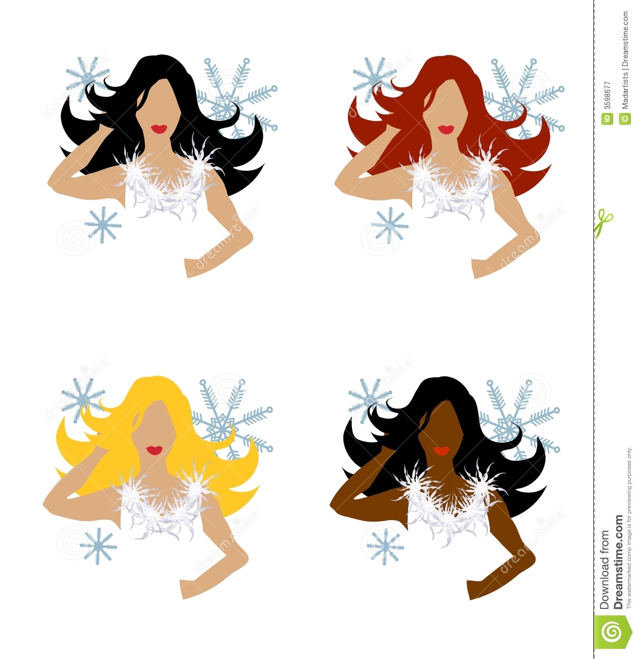 Clip Art Illustration Of 4 Winter Fashion Female Models From The