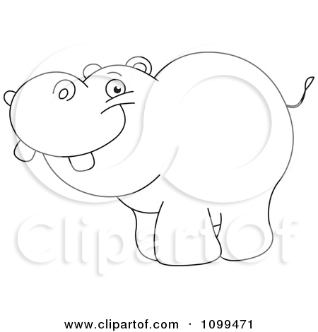 Clipart Happy Outlined Cute Baby Giraffe Hippo Elephant And Tortoise