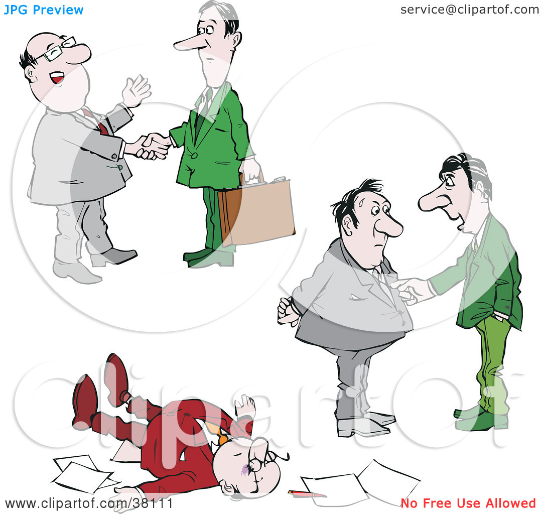 Clipart Illustration Of Businessmen Talking Shaking Hands And