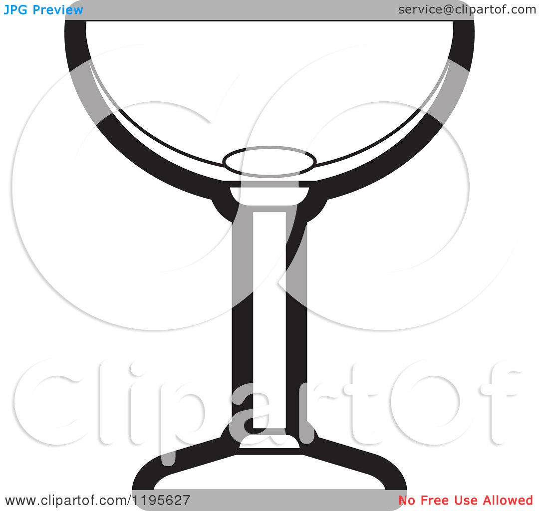 Clipart Of A Black And White Margarita Glass   Royalty Free Vector