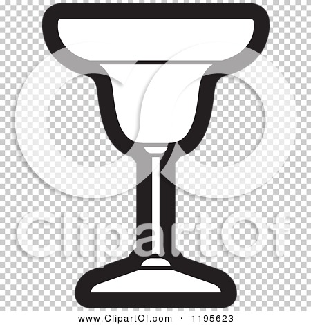 Clipart Of A Black And White Welled Margarita Glass Royalty Free