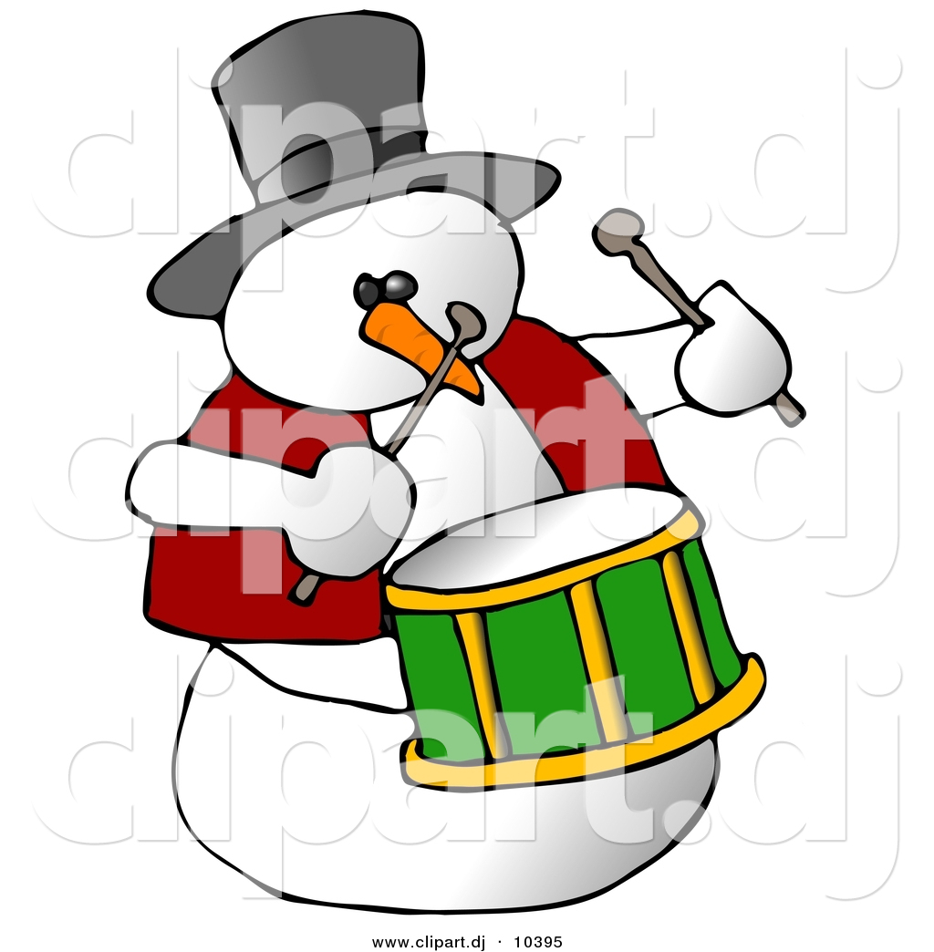 Clipart Of A Cartoon Snowman Playing Drums By Djart    10395