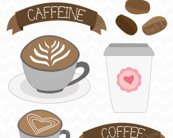 Coffee Lovers Clip Art Digital Scr Apbooking Instant Download Latte    