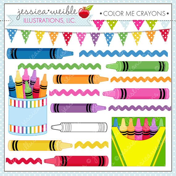 Color Me Crayons Cute Digital Clipart For Commercial Or Personal Use