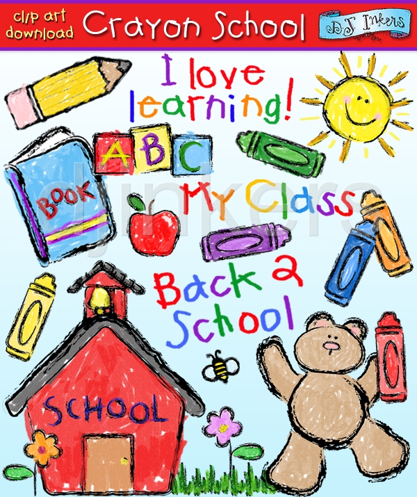 Cute Crayon Clipart For School By Dj Inkers