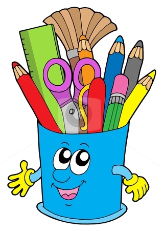 Cute Cup With Crayons Stock Vector Clipart Cute Cup With Crayons
