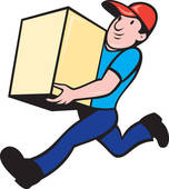 Delivery Person Worker Running Delivering Box