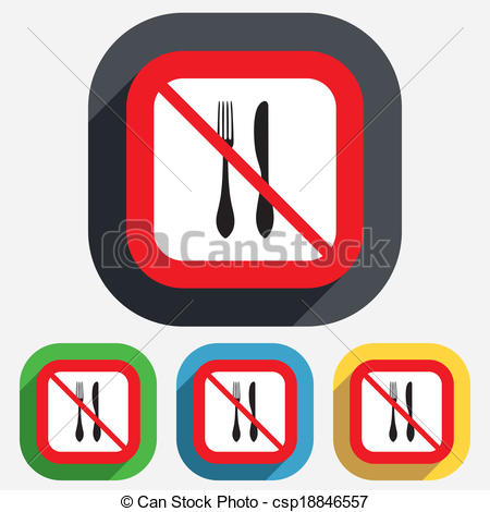 Do Not Eat Sign Icon  Cutlery Symbol  Knife And Fork  Red Square    