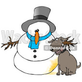 Dog Peeing On A Snowman Clipart Illustration   Djart  9415