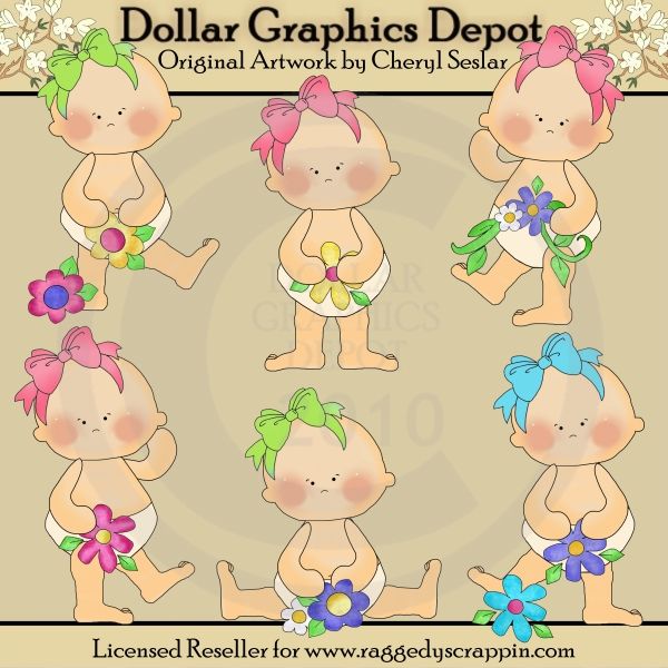 Flower Babies   Clip Art    Dgd Exclusive     1 00   Dollar Graphics