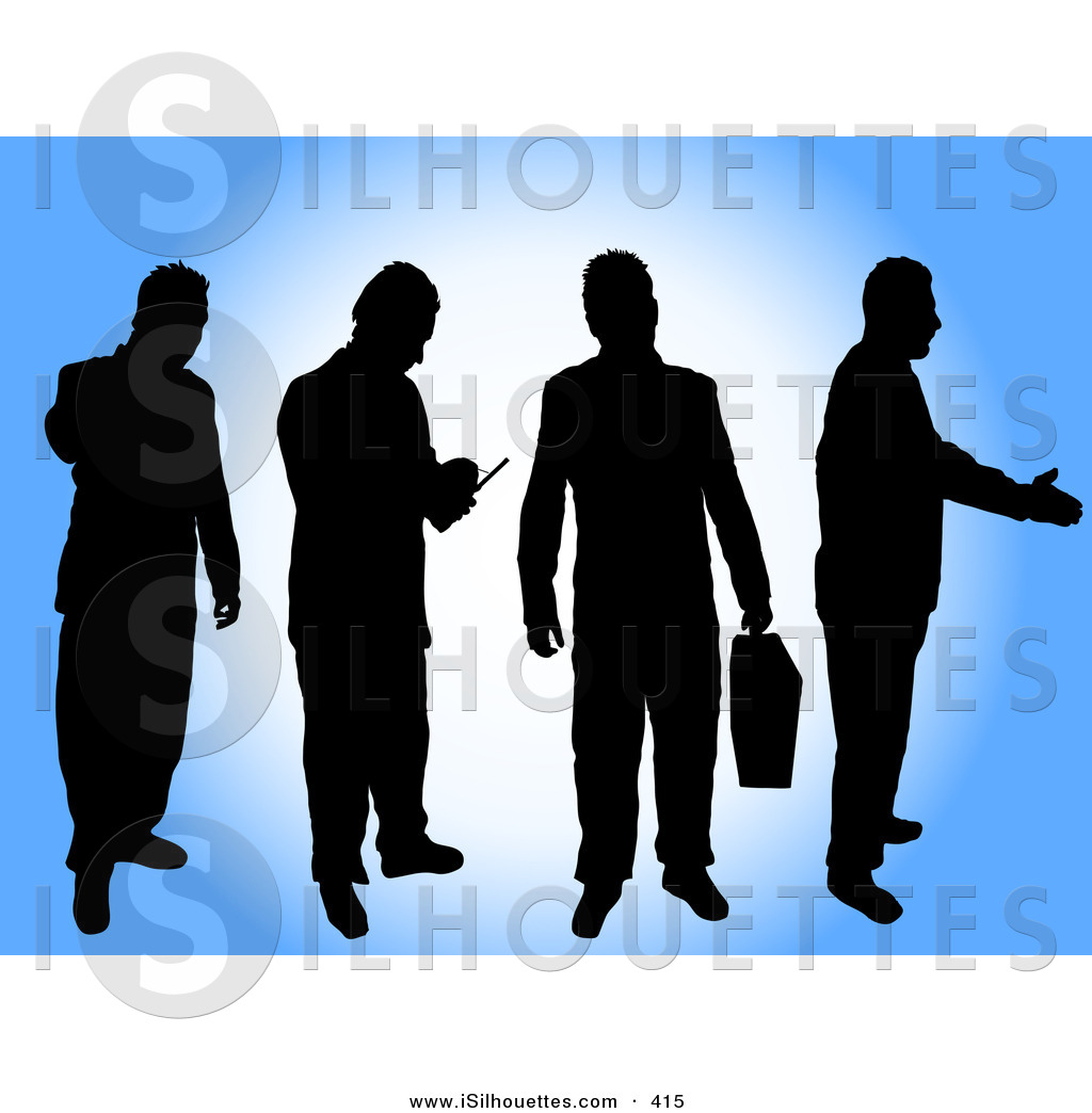 Silhouette Clipart Of 4 Black Silhouetted Businessmen In Different    