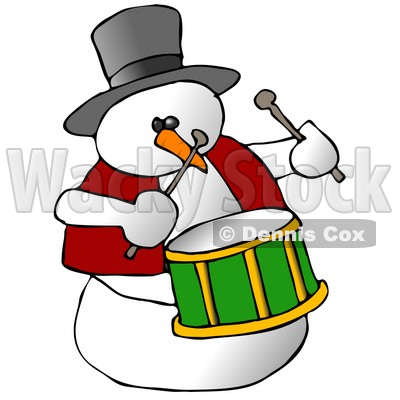 Snowman Drummer Playing The Drums Clipart Illustration   Dennis Cox