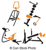 Clip Art Vector Graphics  10587 Fitness Equipment Icons Eps Clipart    