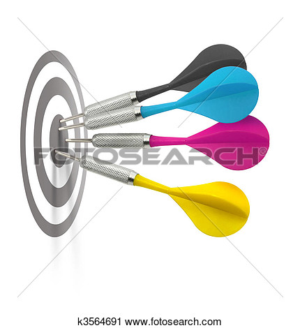Clipart   Cmyk Darts Hitting Target  Fotosearch   Search Clip Art
