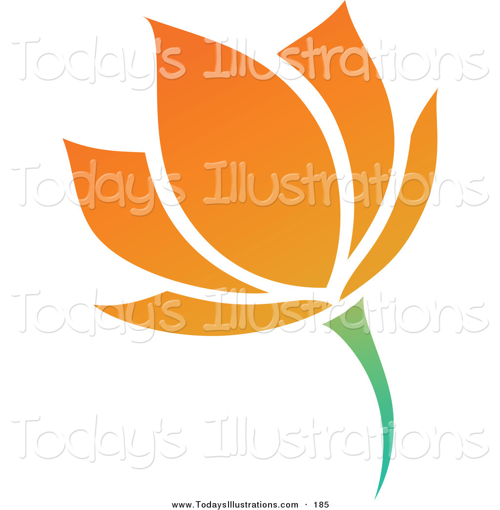 Clipart Of A Blooming Orange Flower Logo Icon By Elena    185