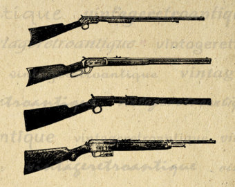 Digital Printable Antique Rifles Gr Aphic Gun Collage Sheet Download