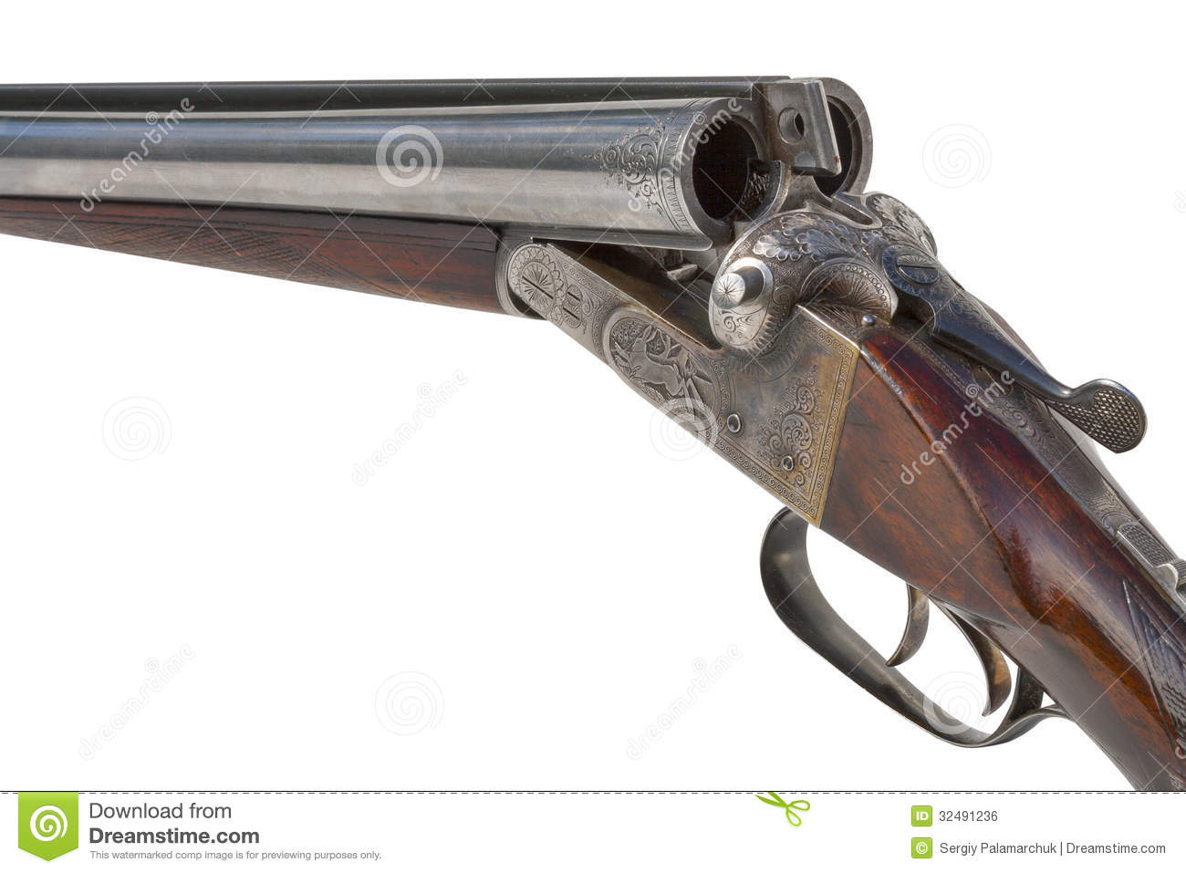 Double Barreled Old Shotgun Closeup Royalty Free Stock Image   Image