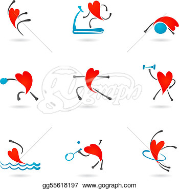 Eps Illustration   Fitness Heart Icons  Vector Clipart Gg55618197