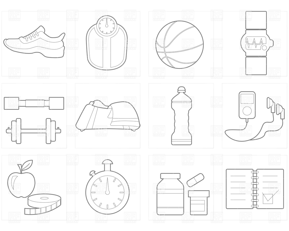 Fitness And Health Club Equipment Icons 4896 Download Royalty Free    