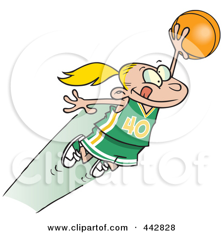 Free  Rf  Clip Art Illustration Of A Cartoon Basketball Girl Dribbling