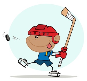 Hockey Clipart Image   Little Boy Playing Ice Hockey As Hit Hits The