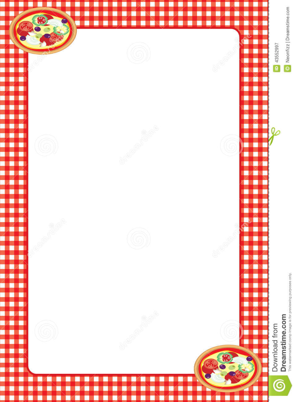 Illustrated Pizza Border Blank For Food Related Designs