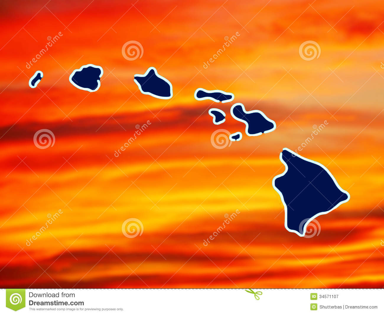Map Of Hawaiian Islands Royalty Free Stock Photography   Image    