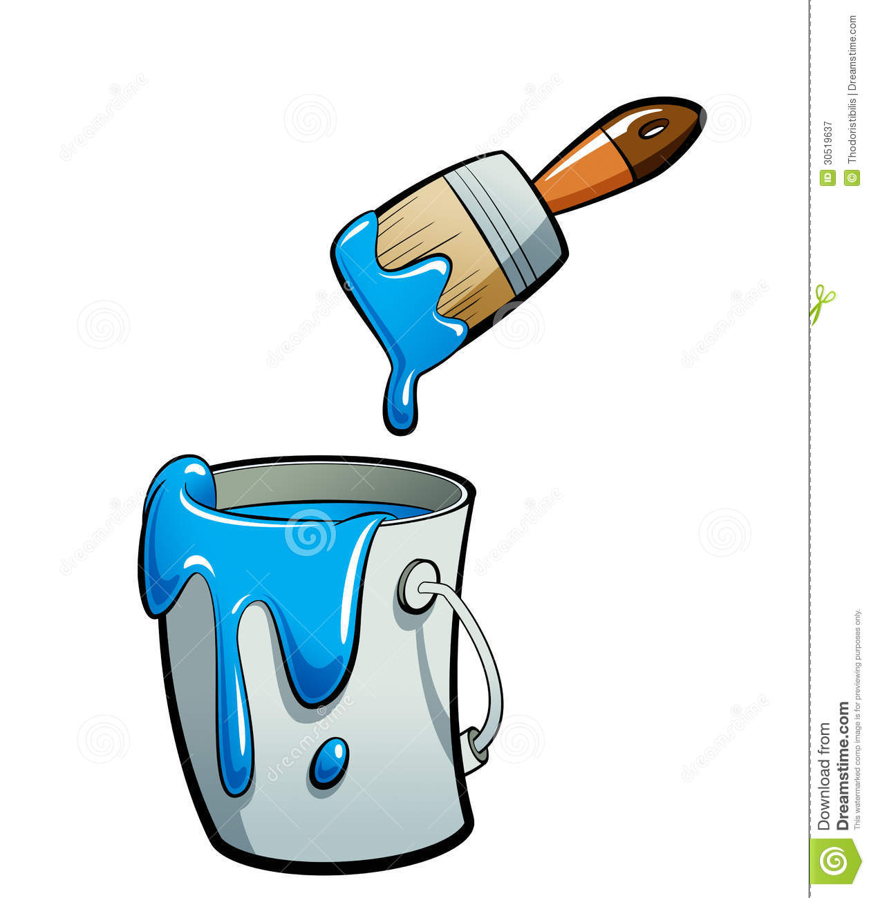 Paint Bucket And Brush Cartoon Blue Color Paint Paint Bucket Painting    