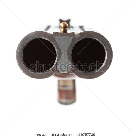 Shotgun Aimed At You  Gun Control Concept  Close Up With Shallow Dof