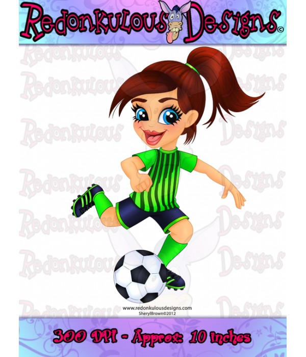 Soccer Football Girl Green   Clipart