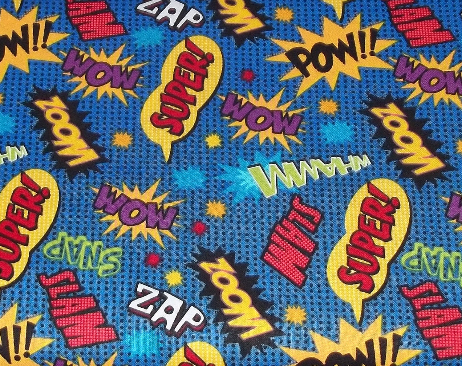 Super Hero Action Words Fabric By The Yard By Cutiepiecraftsupply
