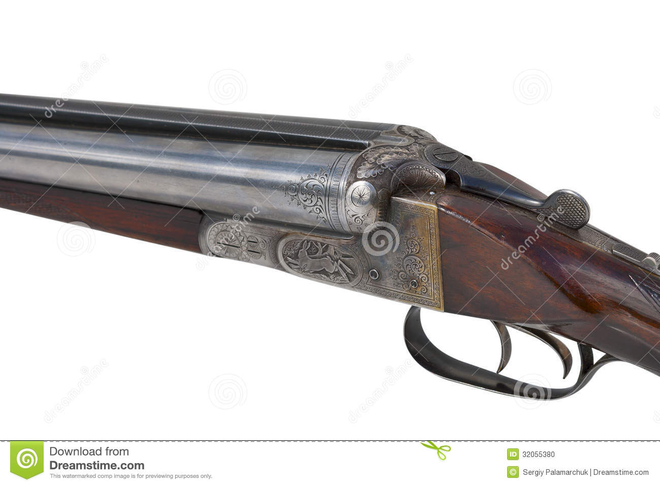 Two Trigger Old Shotgun Stock Photo   Image  32055380