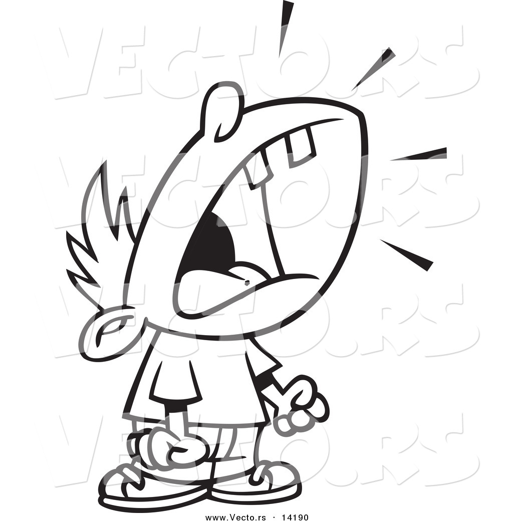 Vector Of A Cartoon Crying Boy Throwing A Temper Tantrum   Coloring