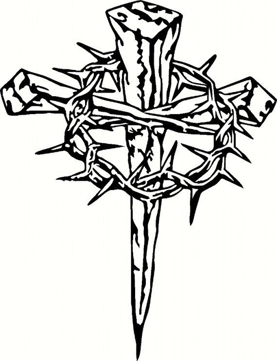 Vinyl Cross With Crown Of Thorns By Bigddesign On Etsy  4 00