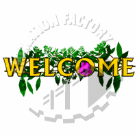 Welcome Button With Blooming Flower Animated Clipart
