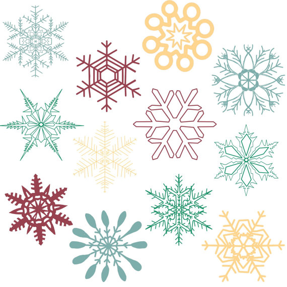 Winter Border Clip Art 12 Snowflakes Winter Clipart