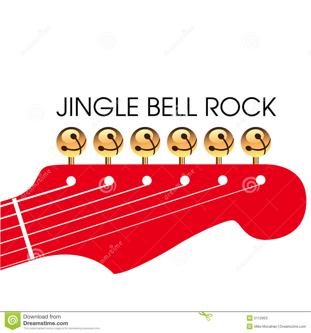 An Illustrated Christmas Version Of A Guitar S Headstock Isolated