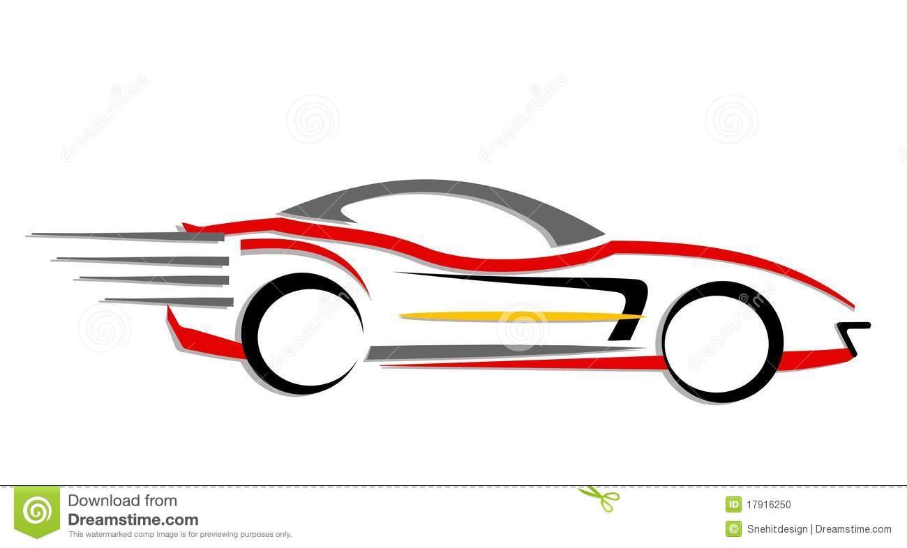 An Illustration Of Fast Moving Car Made With Line Art