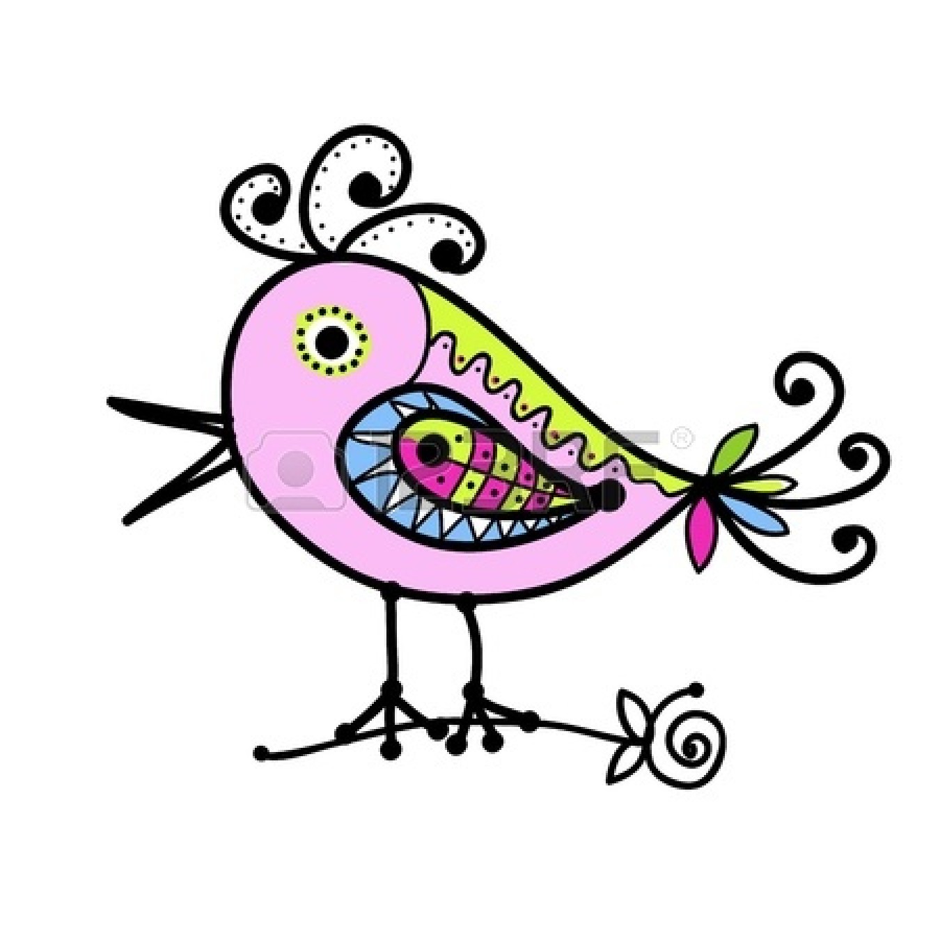 Bird Face Clip Art 15478165 Sketch Of Funny Colorful Bird For Your