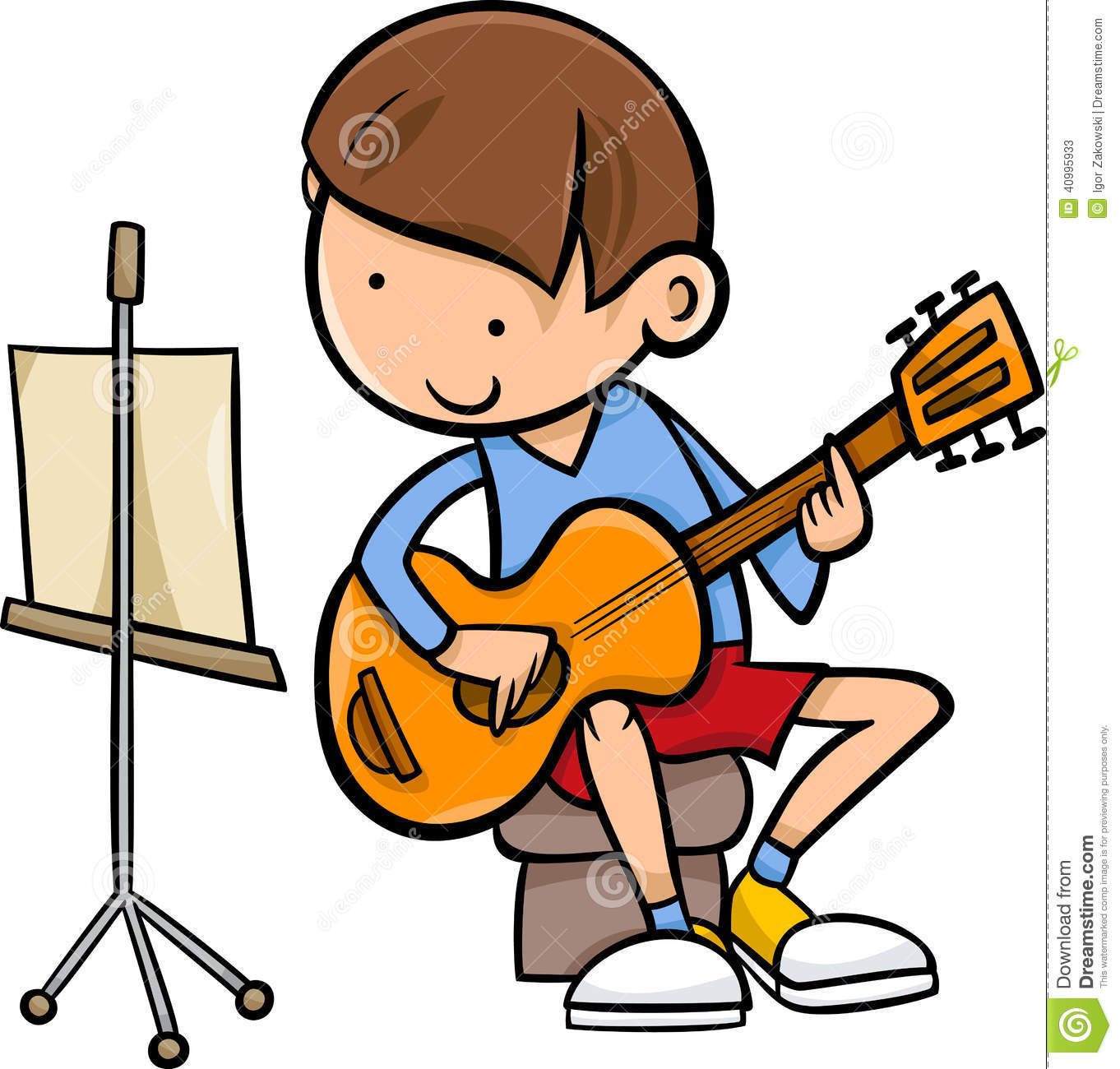 Boy With Guitar Cartoon Illustration Stock Vector   Image  40995933