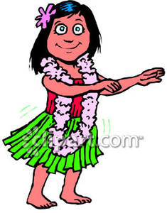 Cartoon Of A Wide Eyed Hula Girl   Royalty Free Clipart Picture
