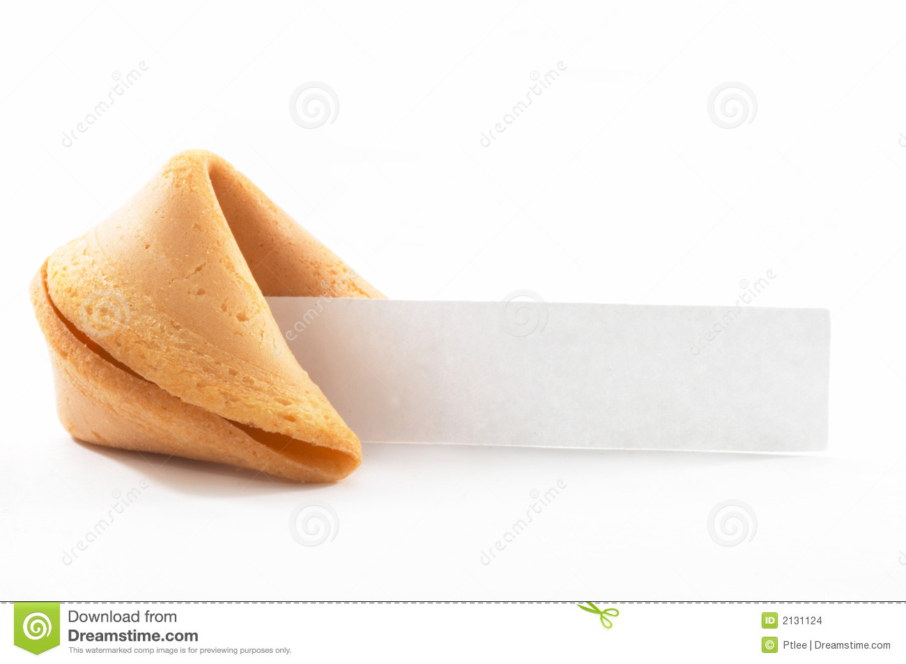 Chinese Fortune Cookie With Blank Paper On White Background Blank    
