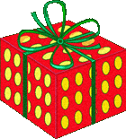 Christmas Present In Bright Colored Box With Large Green Bow  Gif File