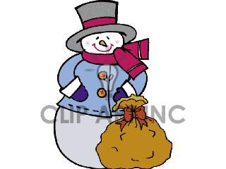 Christmas Xmas Snowman Winter Snowman2 W Bag Of Presents Gif Clip Art    