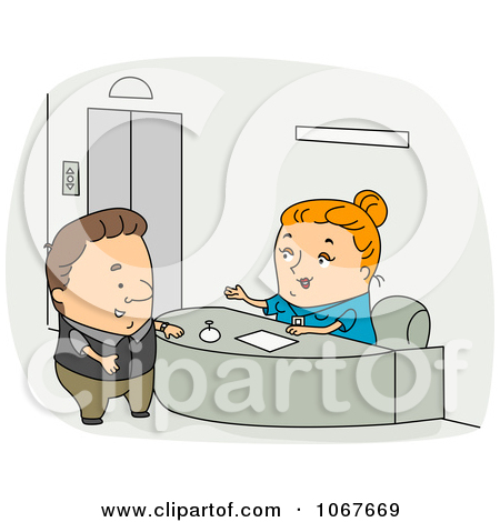 Clipart Receptionist Assisting A Customer   Royalty Free Vector