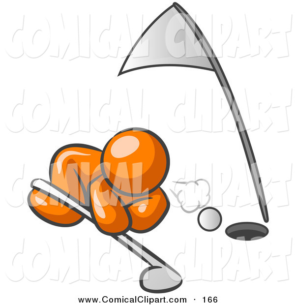 Comical Clip Art Of A Sporty Orange Man Down On The Ground Trying To