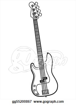 Electric Bass Guitar Line Art Illustration  Clipart Drawing Gg55200867